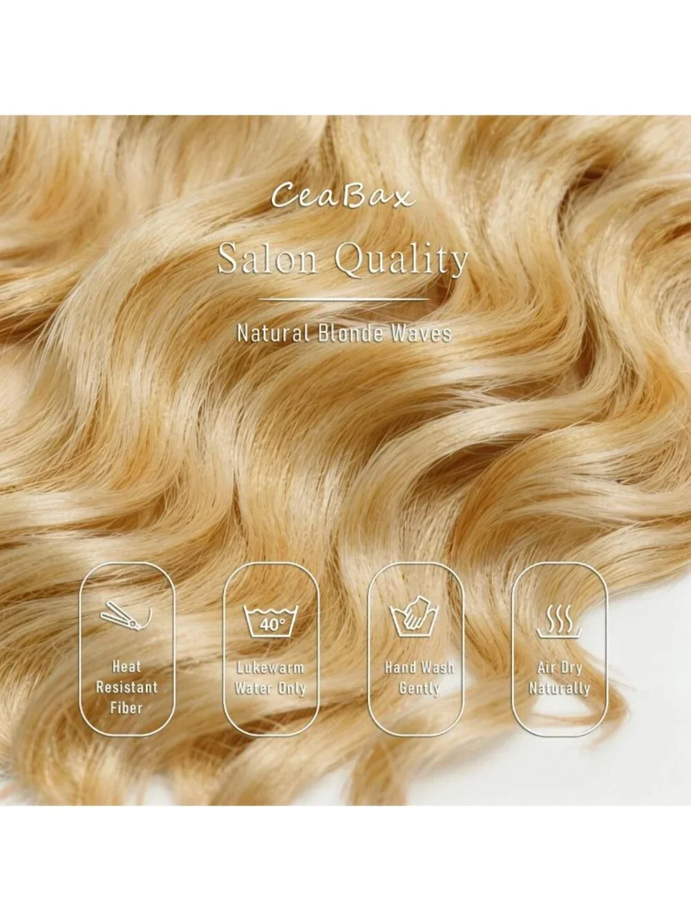 26-Inch Long Blonde Wavy Wig for Women - Middle Part Synthetic Hairpiece